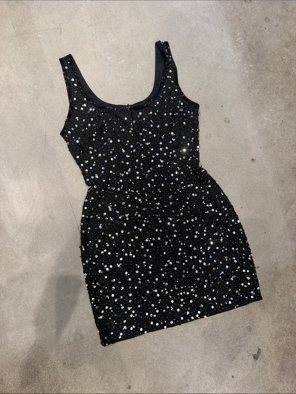 Sparkle Scoop Neck Black Sequin Mini Dress